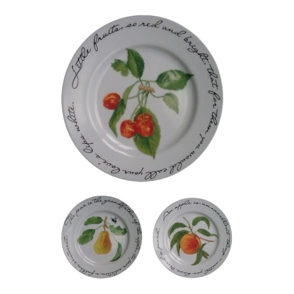 Williams - Sonoma Orchard Suite Cherry Peach Pear - Luncheon / Dessert Plates - Picture 1 of 6